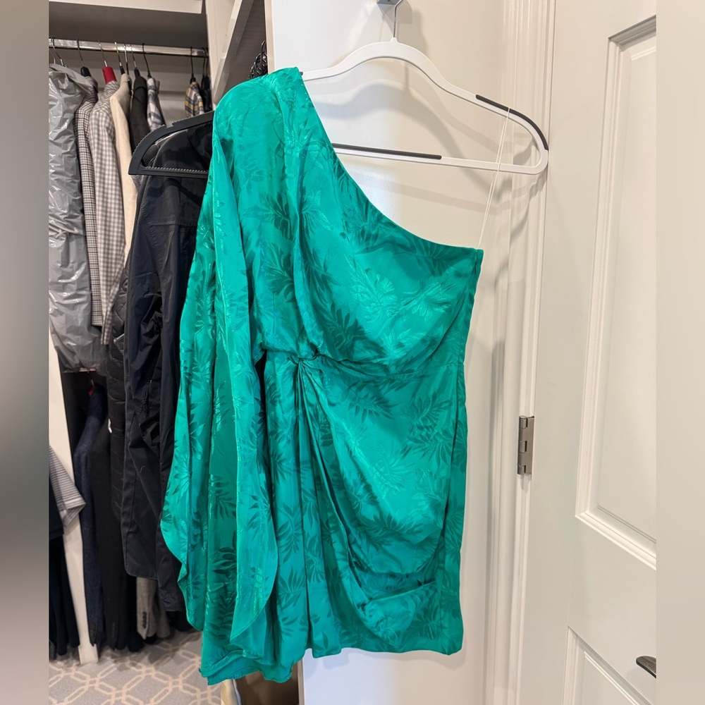 Chic One-Shoulder Teal Dress